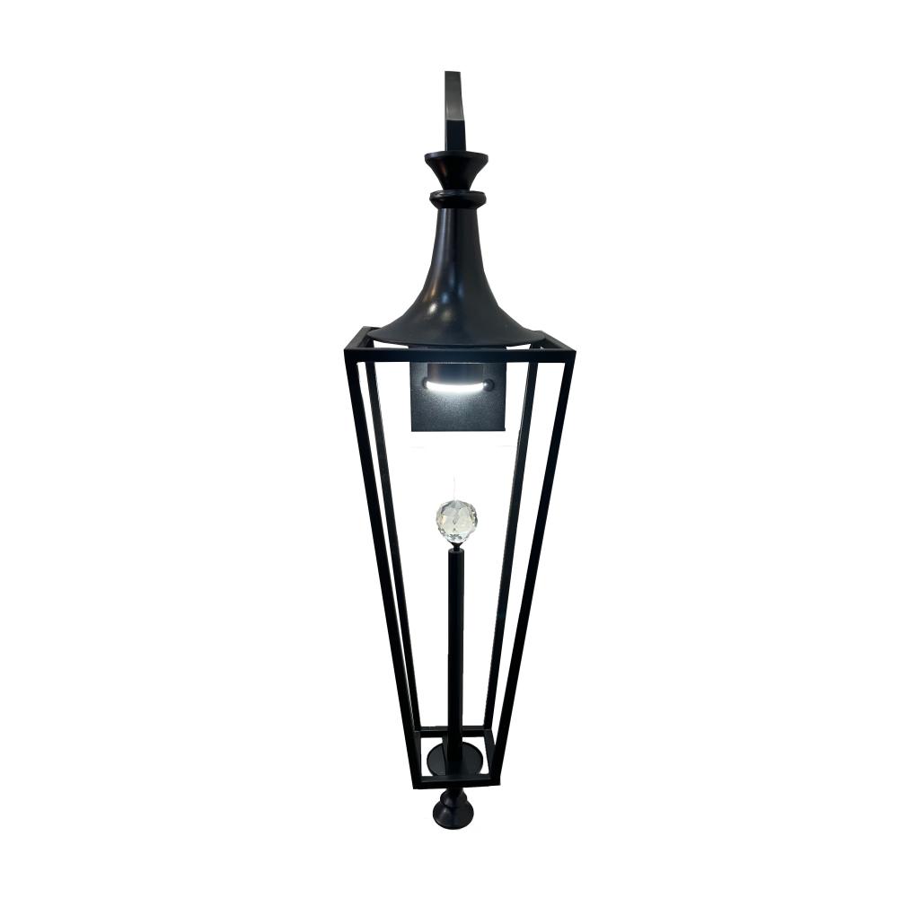 1-Light Black LED Outdoor Wall Sconce With A Clear Crystal Ball